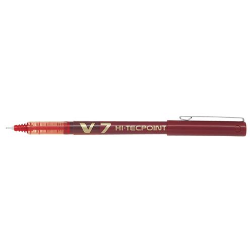Pilot V7 Hi-Tecpoint Liquid Ink Rollerball Pen 0.7Mm Tip 0.5Mm Line Red (Pack 12) - 101101202