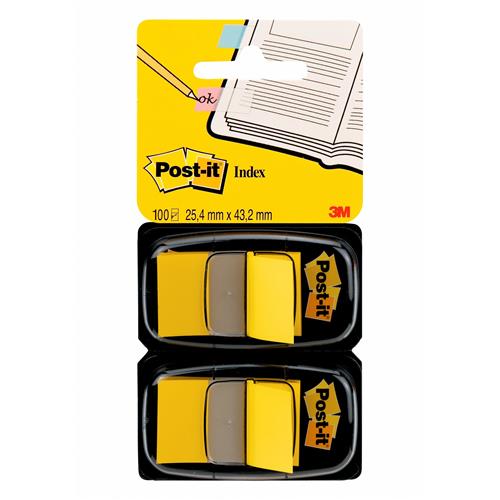 Post-It Index Dispenser Dual Pack Repositionable 25X43mm 2X50 Tabs Yellow (Pack 100) 680-Y2eu - 7000047707