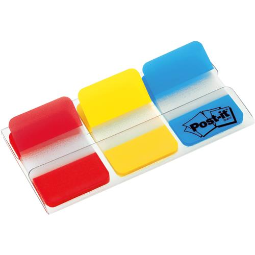 Post-It Tabs 1 inch Solid Red Yellow Blue 22 Tabs/Color 66/Dispenser self adhesive tab Blue Red Yellow