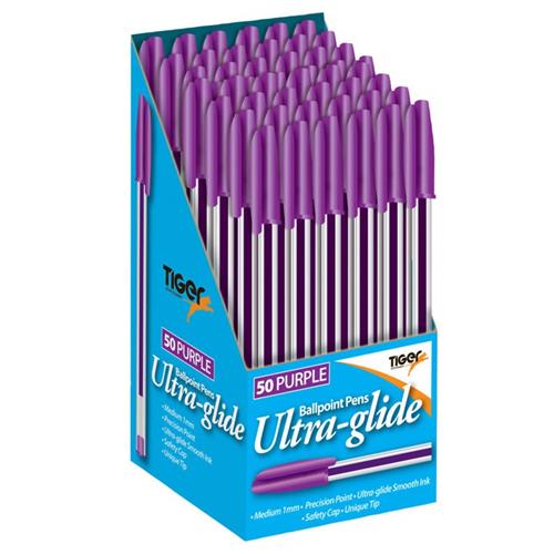 Tiger Ballpoint Pen Purple (Pack 50) - 301949