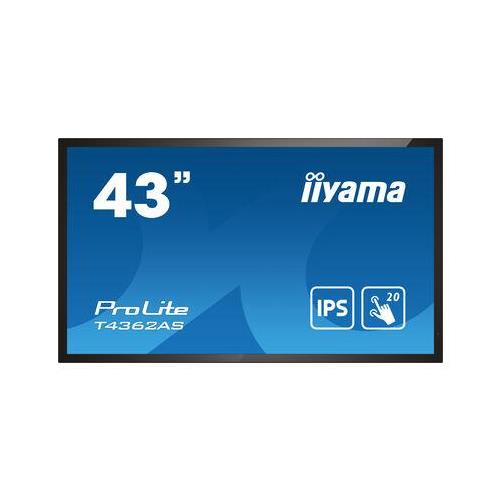 iiyama T4362AS-B1 Signage Display Interactive flat panel 108 cm (42.5") IPS 500 cd/m 4K Ultra HD Black Touchscreen Built-in processor Android 8.0 24/7