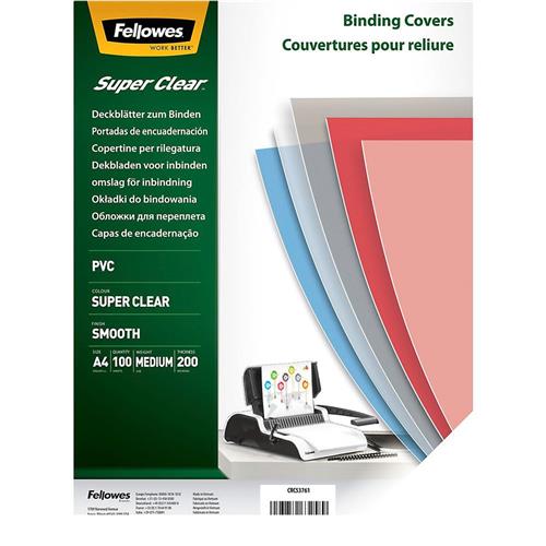 Fellowes Clear Pet Binding Cover 200 Micron A4 (Pack 100) 5384701