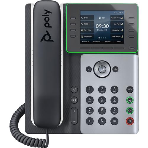 HP Poly Edge E300 IP Phone and PoE-enabled IP Phone Black Wired handset 8 lines IPS 8.89 cm (3.5")