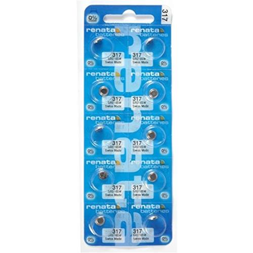 10 x Renata 317 Watch Battery 1.55v SR516SW Blister Pack - Official Renata Watch Batteries