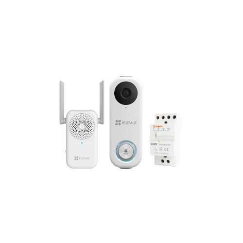 EZVIZ DB1C Smart Video Doorbell with Chime &amp; Transformer Kit White 