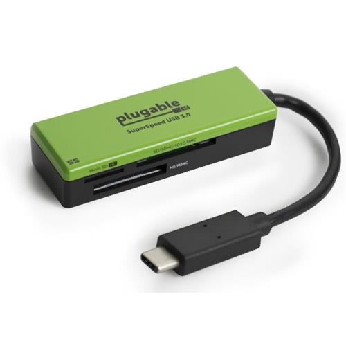 Plugable Technologies USB C SD Card Reader - Driverless USB C Card Reader for SD Micro SD MMC or MS Cards (Compatible with Thunderbolt and USB-C MacBook Pro 2018 MacBook Air 12 Inch Retina MacBook)