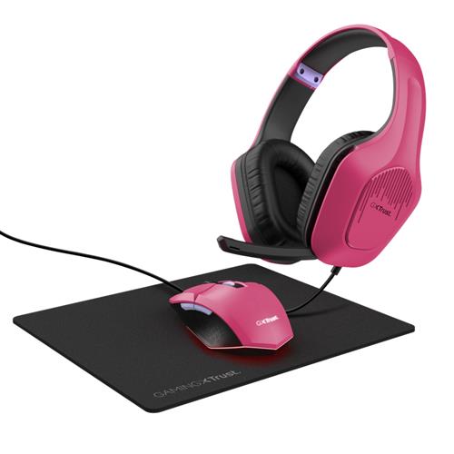 Photos - Headphones Trust GXT 790 Headset Wired Head-band Gaming Black Pink 25179 