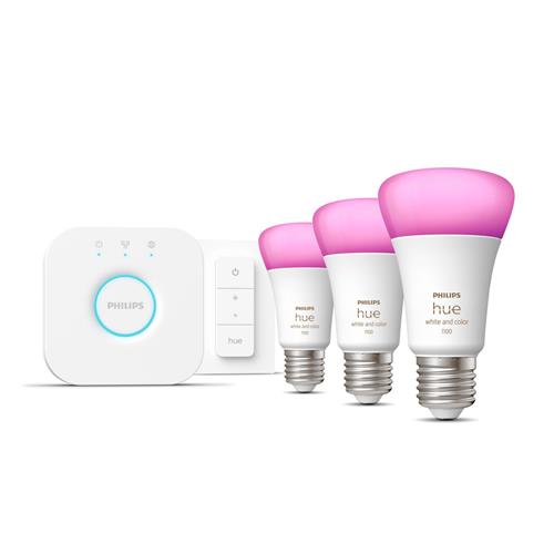 Philips Hue White and colour ambience Starter kit: 3 E27 smart bulbs 