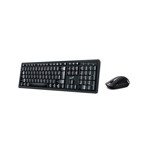 Genius KM-8200 Wireless Smart Keyboard and Mouse Combo Set Customizable Function Keys Multimedia Full Size UK Layout and Optical Sensor Mouse 1000dpi designed for Home or Office