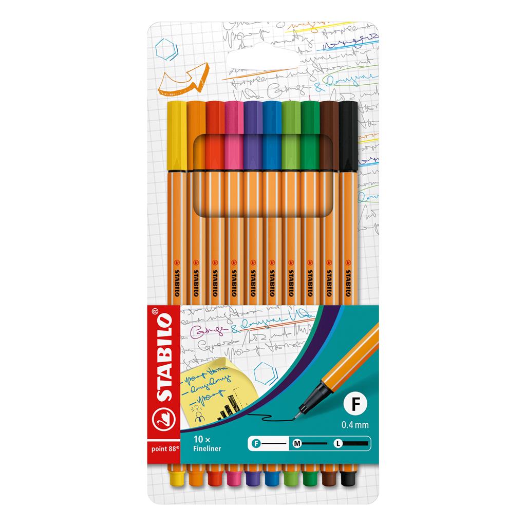 Stabilo Point 88 - Fineliner - Pack Of 10 - Assorted Colours-image