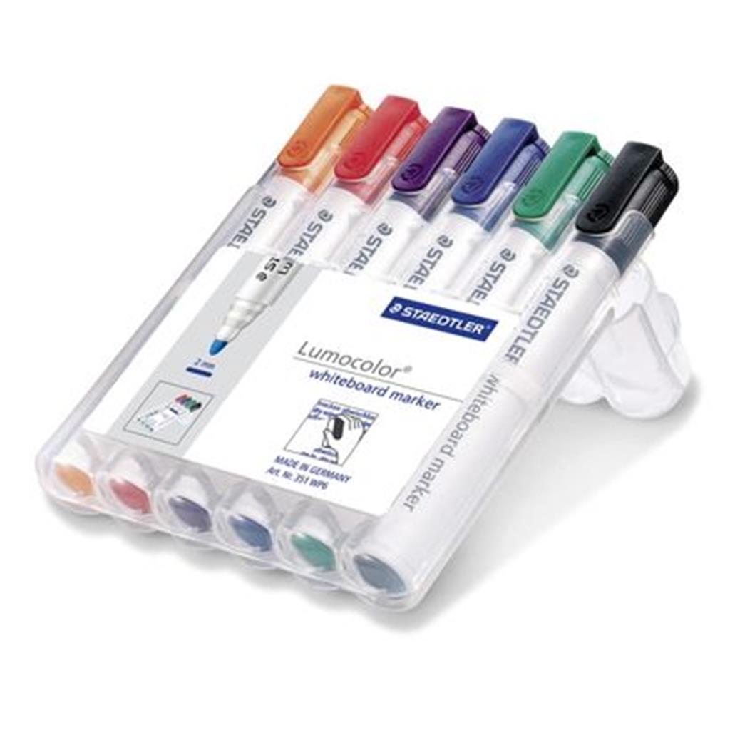 Staedtler Lumocolor Whiteboard 351 Marker 6 Pc(S) Bullet Tip Black Blue Green Orange Red Violet