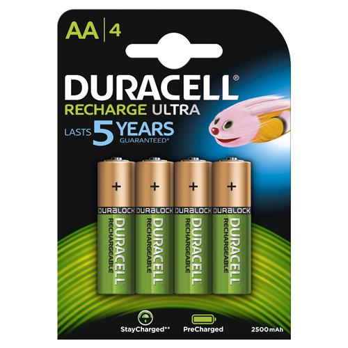 Duracell 4xAA. Battery type: Rechargeable battery Battery size(s): A