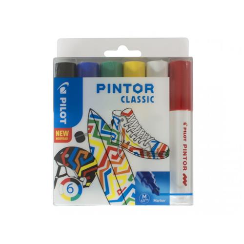 Pilot Pintor Classic marker 6 pc(s) Bullet tip Black Blue Green Red White Yellow