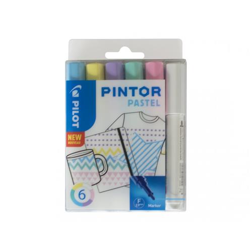 Pilot Pintor Pastel marker 6 pc(s) Bullet tip Blue Green Pink Violet White Yellow