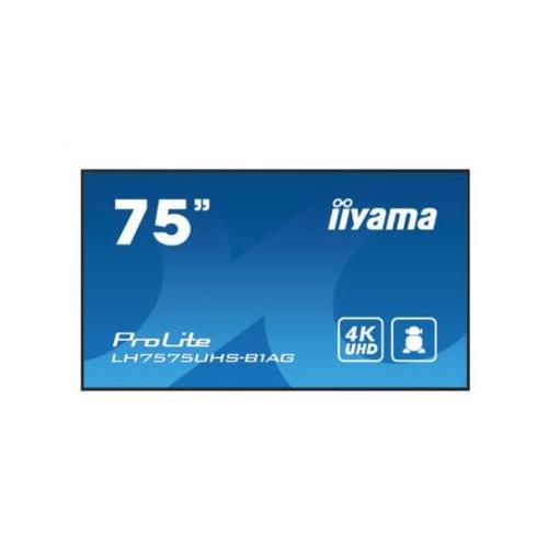 iiyama LH7575UHS-B1AG Signage Display Digital signage flat panel 190.5 cm (75") LCD Wi-Fi 500 cd/m 4K Ultra HD Black Built-in processor Android 11 24/7