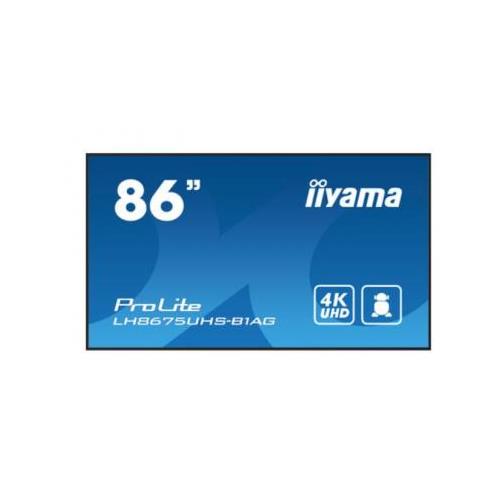 iiyama LH8675UHS-B1AG Signage Display Digital signage flat panel 2.17 m (85.6") LCD Wi-Fi 500 cd/m 4K Ultra HD Black Built-in processor Android 11 24/7