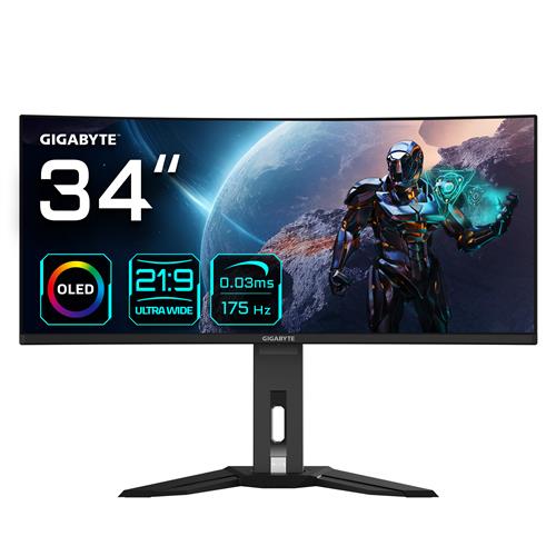 GIGABYTE MO34WQC 34" OLED WQHD Curved Gaming Monitor - 3440 x 1440 175Hz 0.03ms KVM 250 cd/m FreeSync Premium Pro DisplayHDR True Black 400 HDMI 2.1 Displayport 1.4