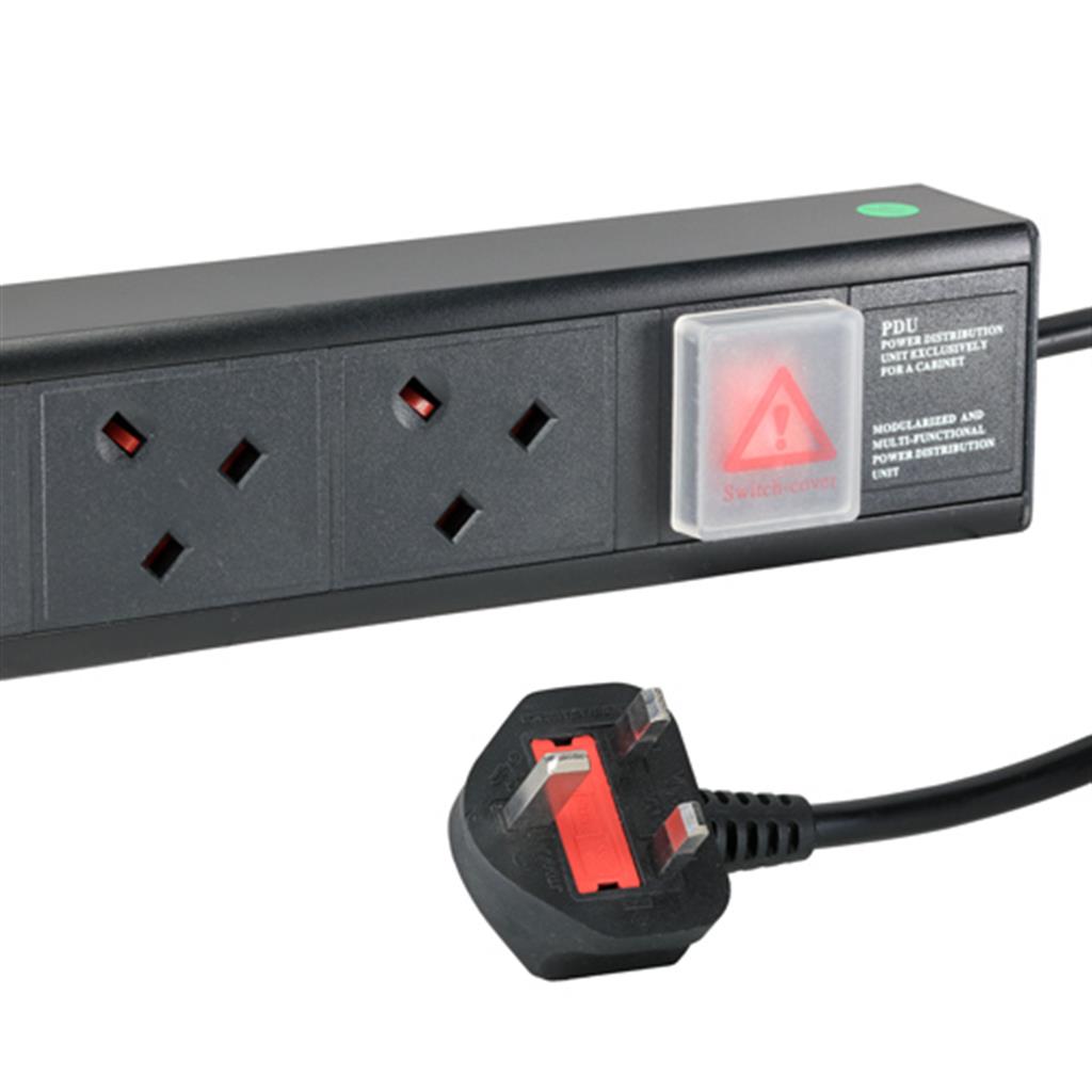 Cablenet 6 Way Uk Horizontal 1U Pdu With Uk 3M Feed