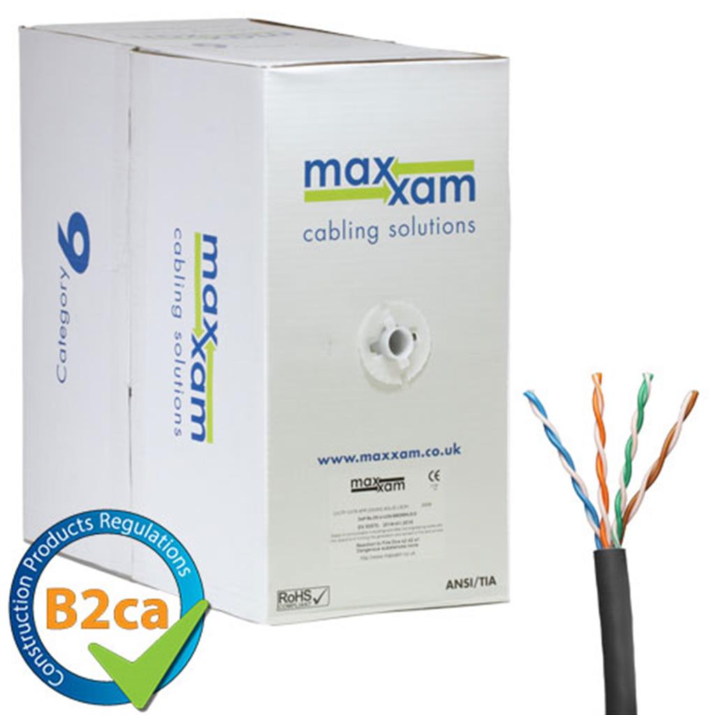 Cablenet Cat6 Black U/Utp Lsoh 24AWG Solid Cpr B2Ca Cable 305M Reel In