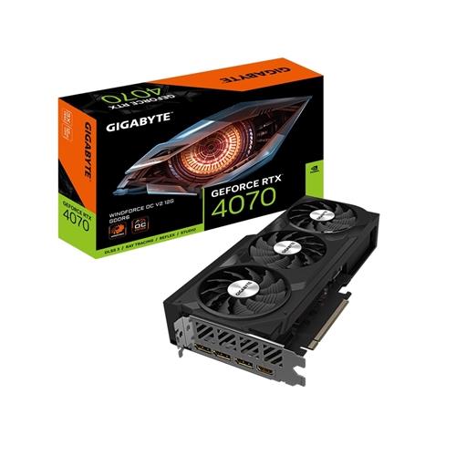 GIGABYTE GeForce RTX 4070 WINDFORCE OC V2 12G Graphics Card - 12GB GDDR6 192bit PCI-E 4.0 2490MHz Core Clock 3 x DisplayPort 1.4a 1 x HDMI 2.1a NVIDIA DLSS 3 GV-N4070WF3OCV2-12GD