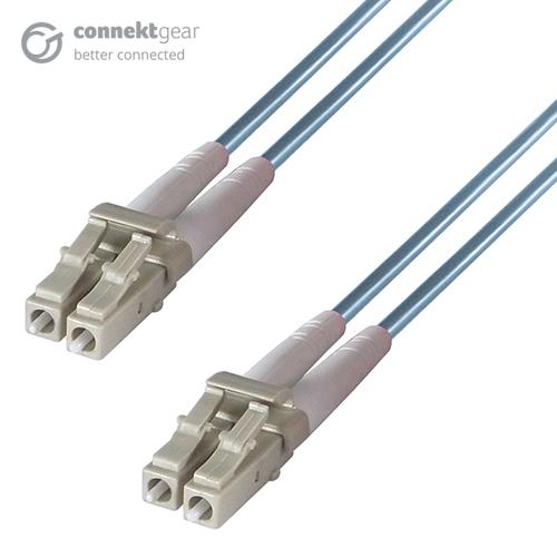 connektgear 2m Duplex Fibre Optic Multi-Mode Cable OM3 50/125 Micron LC to LC Aqua