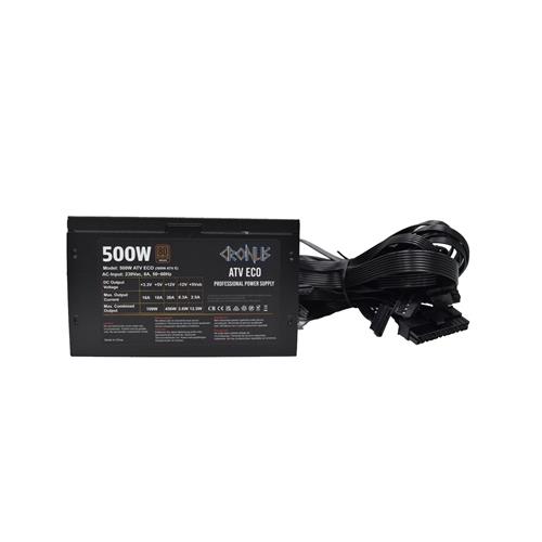 Cronus 500W Atv Eco Psu 120Mm Silent Cooling Fan 80 Plus Bronze Non Modular Flat Black Cables White Box