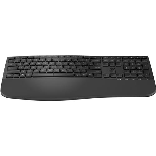 HP 685 Comfort Dual-Mode Keyboard. Keyboard form factor: Full-size (100%) Connectivity technology: Wireless Device interface: RF Wireless + Bluetooth Keyboard key switch: Membrane. Wrist rest. Recommended usage: Office. Product colour: Black