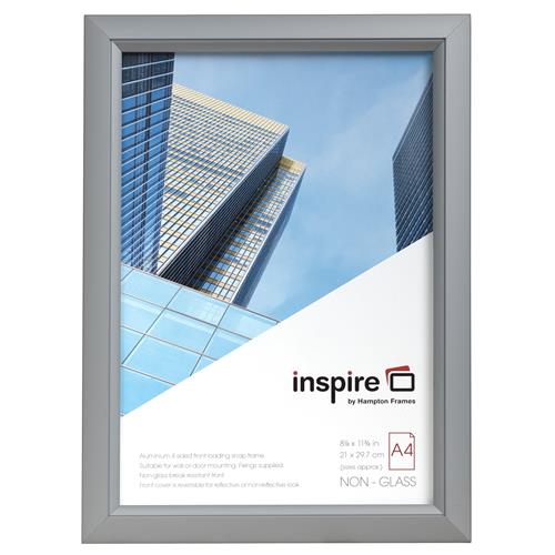 Photo Album Co Certificate/Photo Snap Frame A4 Aluminium Frame Plastic Front Silver - PAPFA4B