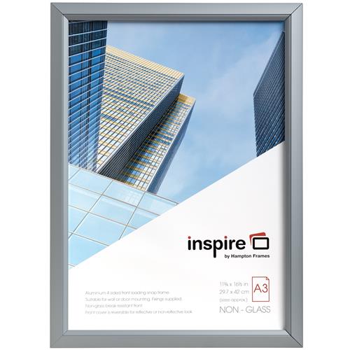 Photo Album Co Poster/Photo Snap Frame A3 Aluminium Frame Plastic Front Silver - PAPFA3B