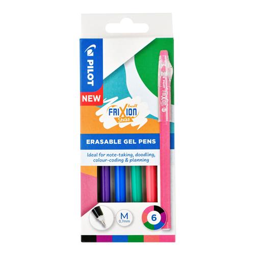 Pilot Frixion Ball Stick Rollerball Pens 0.7mm Tip Assorted (Pack 6) - 5012052061965