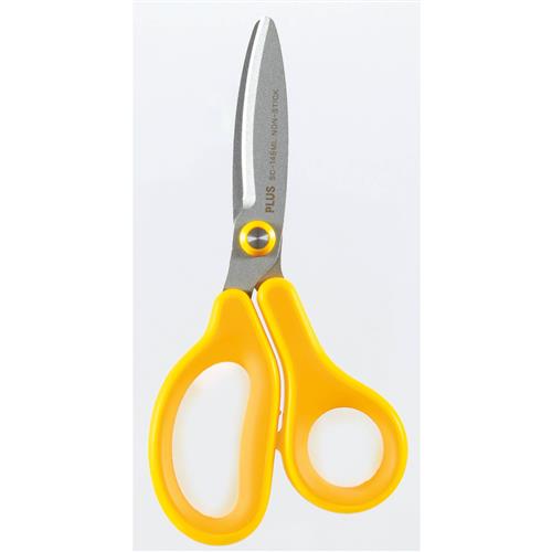 Plus By Pentel Curve Blade Scissors Kids Fluorine Coated Non Stick Left-Handed 145Mm Yellow 35065