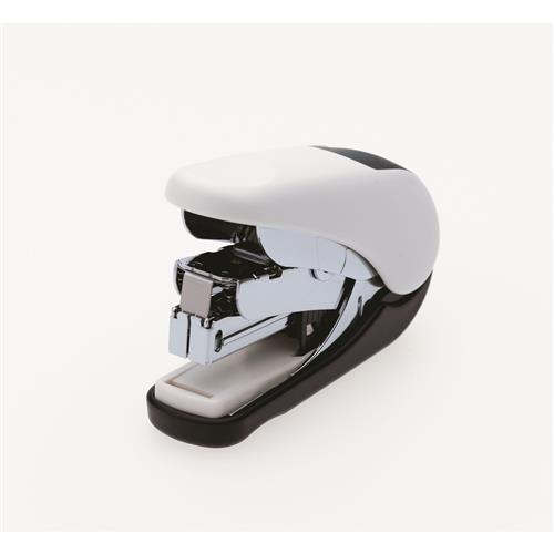 Plus By Pentel Mini Stapler ST-010V Flat Clinch Power Assist Mechanism Top Loading 25 Sheet Capacity White/Black 30592