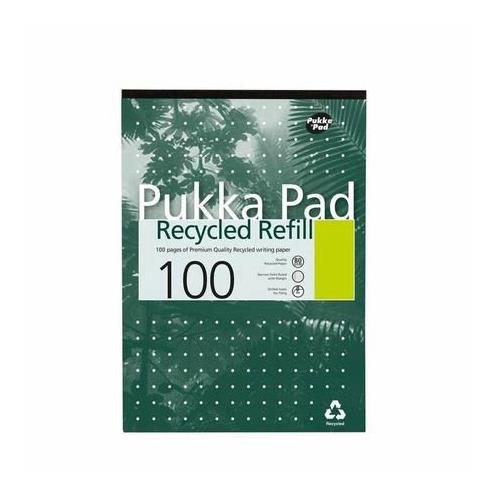 Pukka Pad Recycled Refill Pad A4 100 Recycled Pages 80Gsm 4 Hole Punched (Pack 6) Rcref50