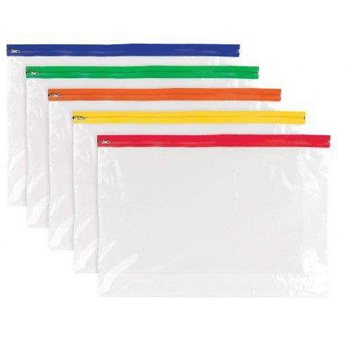 Tiger Polythene Zippy Bags A3 Assorted Colour Zips (Pack 25) - 302137