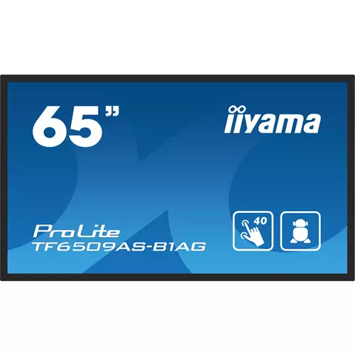 iiyama TF6539AS-B1AG Signage Display Kiosk design 163.8 cm (64.5") LED 435 cd/m 4K Ultra HD Black Touchscreen Built-in processor Android 11 24/7