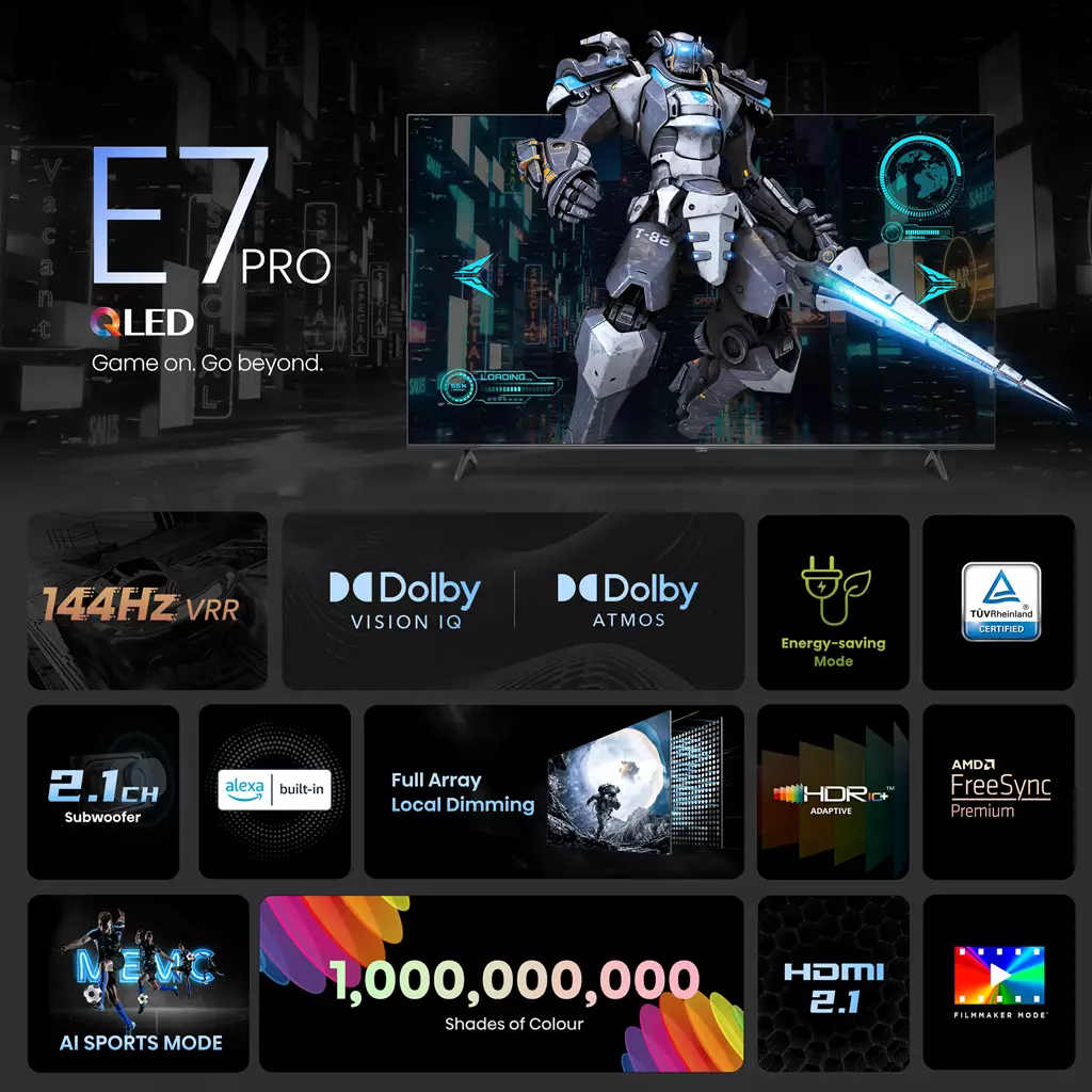 Hisense 100E7NQTUK PRO TV 2.54 m (100") 4K Ultra HD Smart TV Wi-Fi Grey 500 cd/m Hisense 100E7NQTUK PRO TV 2.54 m (100") 4K Ultra HD Smart TV Wi-Fi Grey 500 cd/m