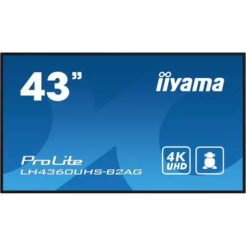 iiyama LH4360UHS-B2AG Signage Display Digital A-board 108 cm (42.5") LED Wi-Fi 500 cd/m 4K Ultra HD Black Built-in processor Android 11 24/7