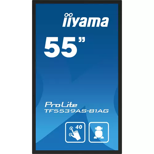 iiyama TF5539AS-B1AG Signage Display Kiosk design 138.7 cm (54.6") LED 435 cd/m 4K Ultra HD Black Touchscreen Built-in processor Android 11 24/7