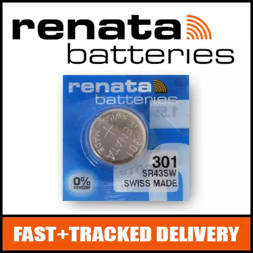 1 x Renata 301 Watch Battery 1.55v SR43SW - Official Renata Watch Batteries