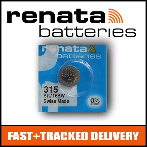 1 x Renata 315 Watch Battery 1.55v SR716SW - Official Renata Watch Batteries