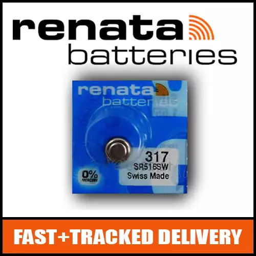 1 x Renata 317 Watch Battery 1.55v SR516SW - Official Renata Watch Batteries