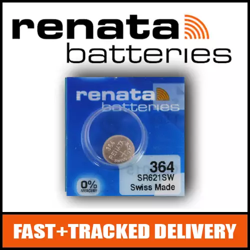1 x Renata 364 Watch Battery 1.55v SR621SW - Official Renata Watch Batteries