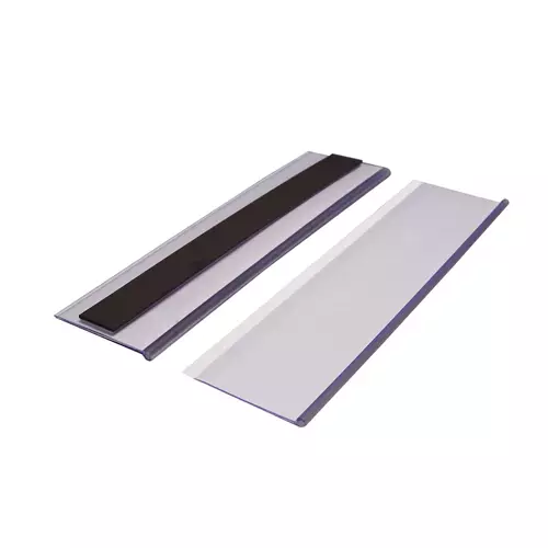 Beaverswood Magnetic Ticket Holder (Clear) With Card Insert (White) For Shelving And Racking H54Mmxw200Mm (Pack 50) - TS520M-image