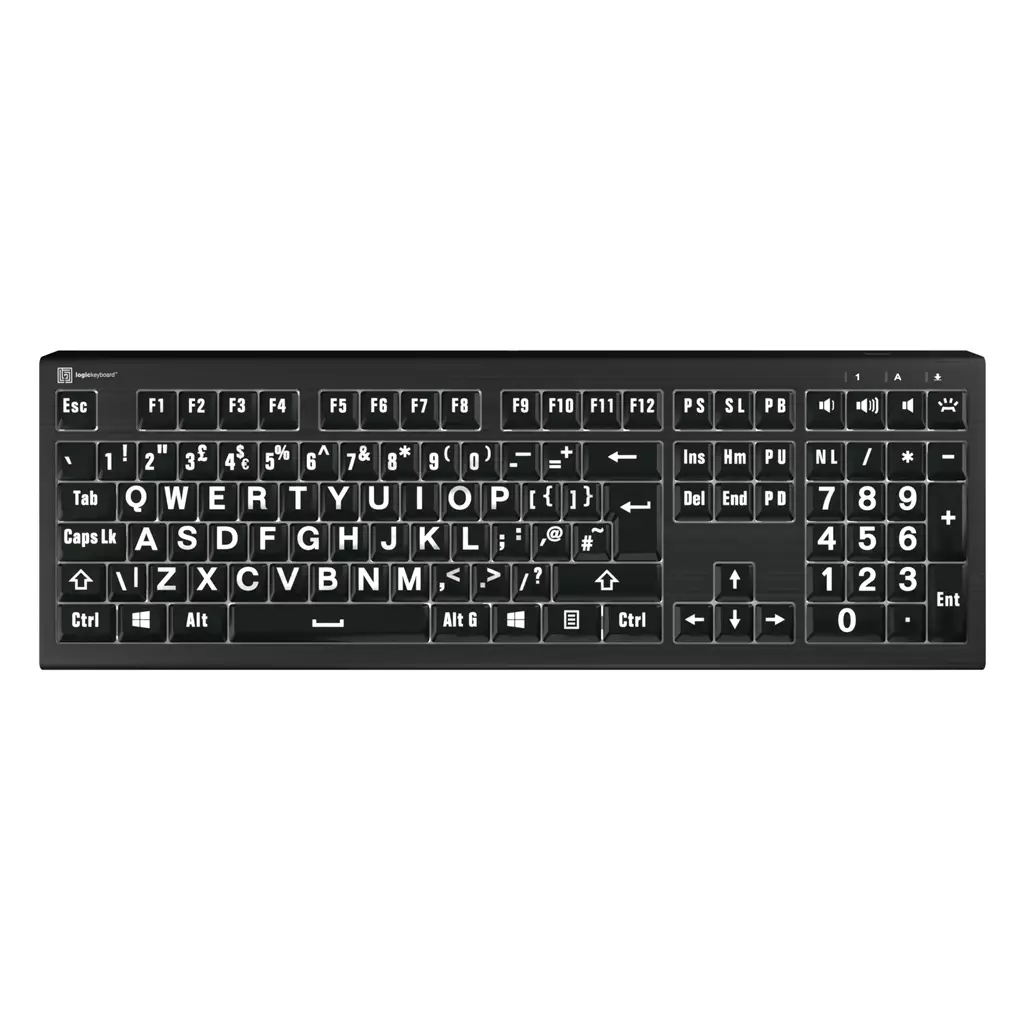 Logickeyboard LKB-LPWB-A2PC-UK Keyboard Office Usb Qwerty English Black White