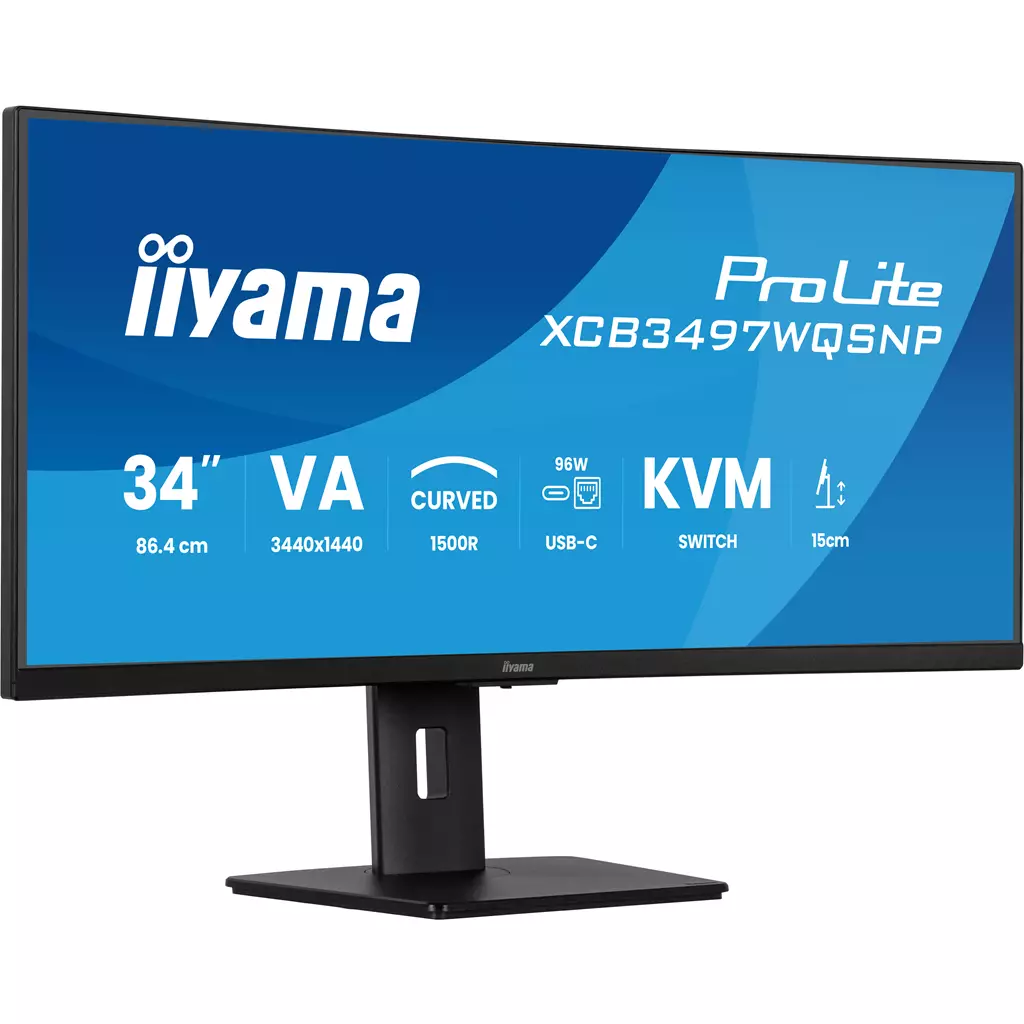 iiyama ProLite 34 UWQHD curved monitor with USB-C dock LAN KVM switch and 15cm height adjustable stand 86.4 cm (34") 3440 x 1440 pixels UltraWide Quad HD LED Black iiyama ProLite 34 UWQHD curved monitor with USB-C dock LAN KVM switch and 15cm height adjustable stand 86.4 cm (34") 3440 x 1440 pixels UltraWide Quad HD LED Black