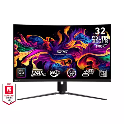 MSI MPG 321CURX QD-OLED computer monitor 80 cm (31.5") 3840 x 2160 pixels 4K Ultra HD Black