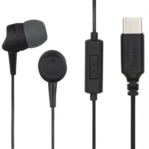 Hama 00184192 headphones/headset Wired In-ear Calls/Music USB Type-C Black Dark Grey