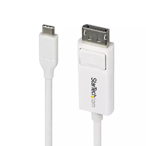 StarTech.com 6ft (2m) USB-C to DisplayPort 1.2 Cable Bidirectional 4K 60Hz White Video Adapter Cord for Apple MacBook Pro / Air M1 M2 M3 M4 Mac Mini / Studio Thunderbolt Compatible