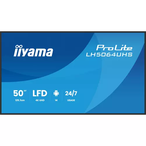 iiyama LH5564UHS-B1AG Signage Display Digital signage flat panel 139.7 cm (55") Wi-Fi 500 cd/m 4K Ultra HD Black Built-in processor Android 24/7