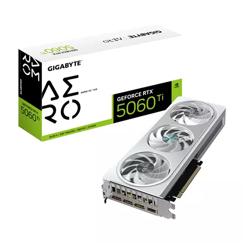 GIGABYTE GeForce RTX 5060 Ti AERO OC 16G Graphics Card - 16GB GDDR7 128bit PCI-E 5.0 2647MHz Core Clock 3 x DisplayPort 1 x HDMI GV-N506TAERO OC-16GD